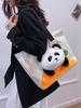 Cute Canvas Shoulder Bag With Zipper Closure For School And Office