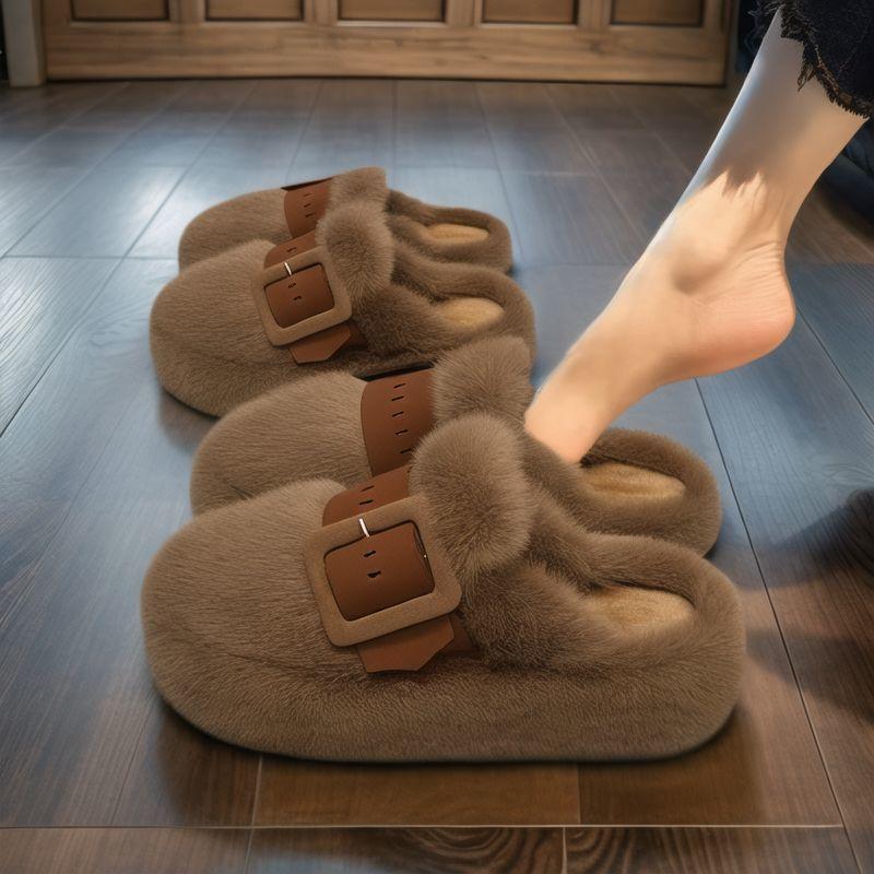 Fashion New Winter Home Slippers Outdoor Winter Thick Bottom Soft Bottom Non-slip Plush Slippers Fashion Women Shoes Zapatos De Mujer