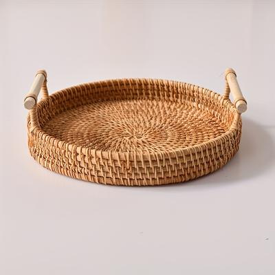 1шт сервировочный поднос из ротанга ручной работы - поднос для чая с двумя ушками
