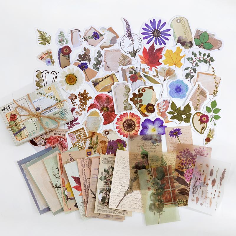 60pcs/Vintage Stationery Stickers Aesthetic Junk Journal Paper Diary Scrapbook Junk Journal Accessories Art Supplies Sticker