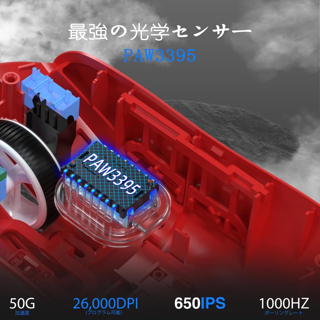 A.JAZZ AJ139 PRO Wireless Mouse, Lightweight (59g), Gaming Mouse Class Accuracy, 2.4GTYPE-C Mode, PAW3395 Sensor, Rechargeable, 26000 DPI Adjustable,