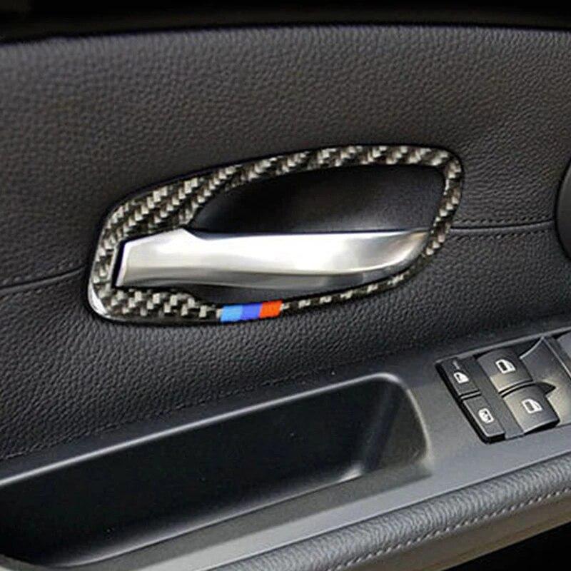 4 шт./компл., углеродное волокно, внутренняя дверная ручка, декоративные наклейки для BMW E60 5 серии 2005-2010, аксессуары для тюнинга автомобиля