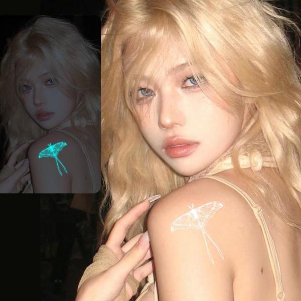 4pcs Luminous Glow Waterproof Temporary Tattoo Sticker Star Butterfly Flash Tatto Women Men Arm Body Art Fake Tattoos