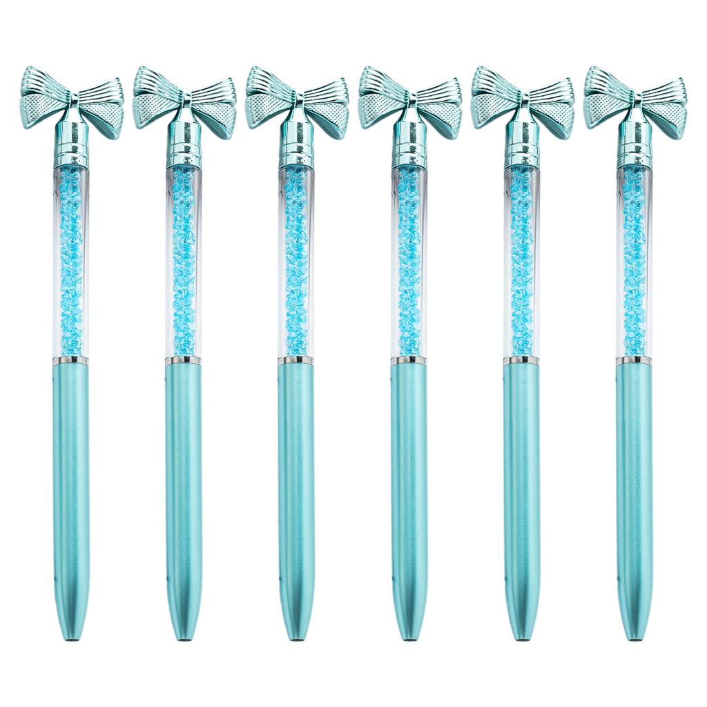 6 шт. шариковая ручка с бантом, хрустальная ручка для подписи, поворотная ручка для подписи, наконечник 1,0 мм, плавно пишущая ручка для бизнеса, подарочная ручка