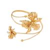 Adjustable Butterfly Orchid Bracelet Enamel Glaze Flower Armband Elegant Open Arm Bangle  Gift