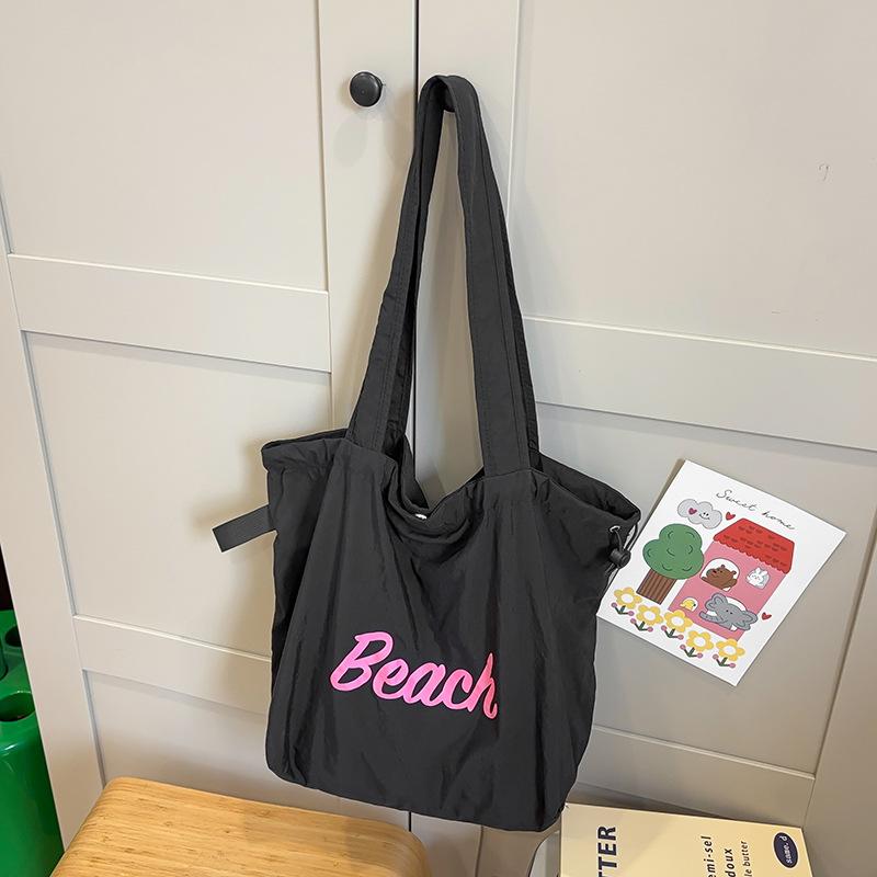 Сумка женская нейлоновая сумка через плечо с принтом алфавита, повседневная универсальная портативная сумка на шнурке большой вместимости