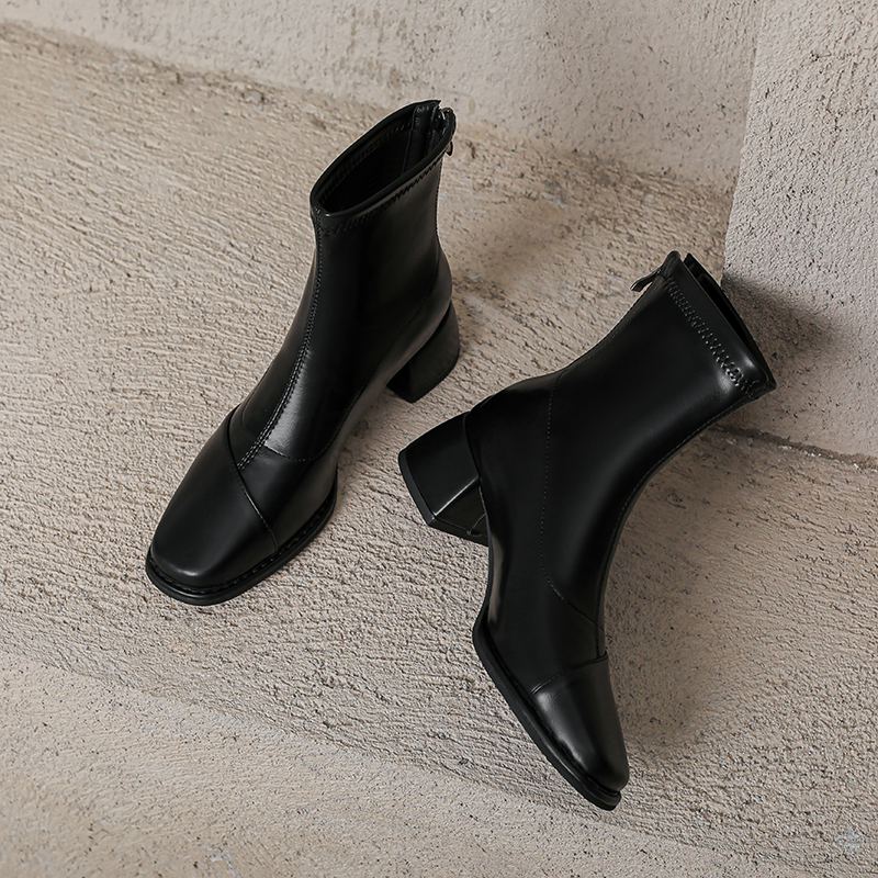 Krazing Pot Микрофибра Осенне-зимняя обувь Толстый средний каблук Размер 43 Ботинки челси Абрикосовые Ботильоны на молнии