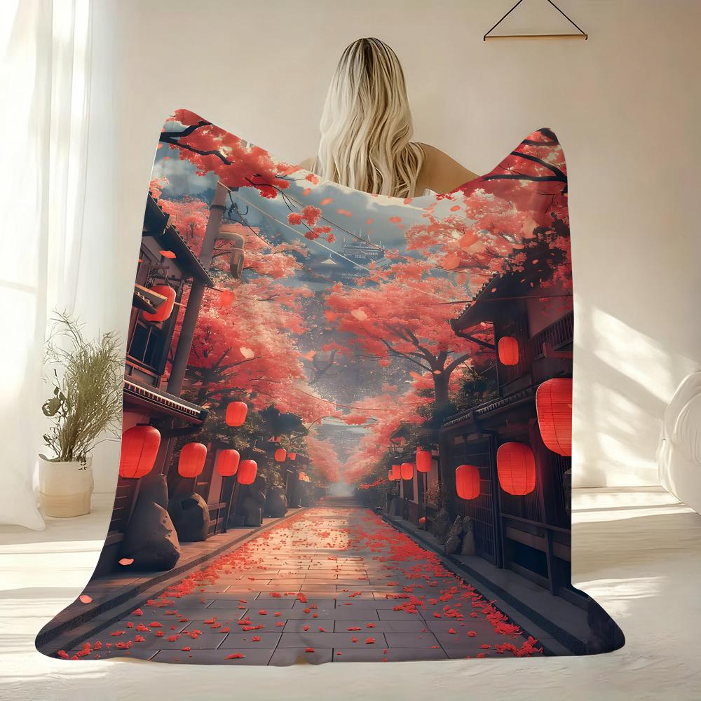 Anime Night Street Throw Soft Flannel AC Blanket Lightweight Summer Nap Throw Cozy Blanket for Sofa Bed Travel Home