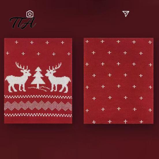 Cozy Thermal Neck Accessory Winter Knitted Scarf for Women, Reversible Fair Isle Snowflake Reindeer Soft Skin Friendly Scarf, Warm Long Wrap Christmas