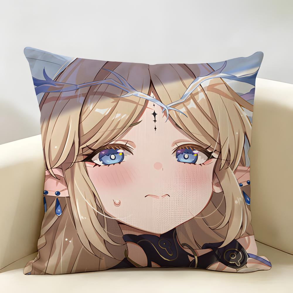 Cartethyia Cute Wuthering Cushion Cover Natural Linen Organic Fabric DoubleSided Printing Room Sofa Decor Pillow Case