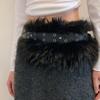 PU Leather Leather Fur Belt Rivet Y2K Waistband Fashion Furry Waistband  Dress Decoration