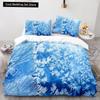 3D Пододеяльник Снежинка Король Королева Романтический Фиолетовый Снежный Пейзаж Комплект Постельного Белья для Детей Подростков Взрослых Рождество Мягкий Чехол для Одеяла
