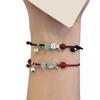 Pack of 2 Fish Charm Braided Bracelets Adjustable Red Black Cord Jewelry Wristband Accessory for Couples Friendship
