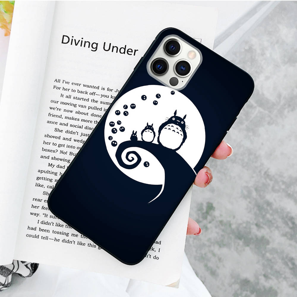 JW56 Cute Totoro Anime Black Soft Case for OPPO Reno 8 6 5 4 Pro Plus Find X3 A17 A3 A31 A38 A40 A53 A54 A55 A74 A76 A78 A77 A80 A94 A95 A96 Lite