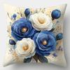 Blue and White Floral Pattern Home Decor Pillowcase Living Room Sofa Polyester Cushion Cover with Zipper
