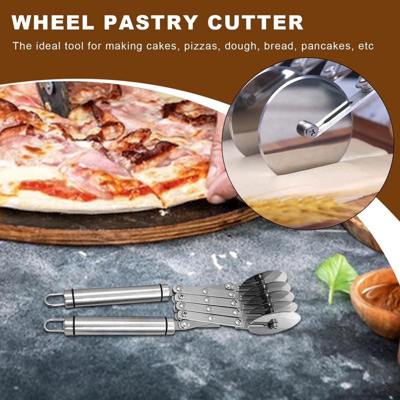 3/5 Wheels Retractable multi-wheel knife Stainless Steel Pizza Slicer With Handle Dough Divider Knife Flexible Roller Blade Tool
