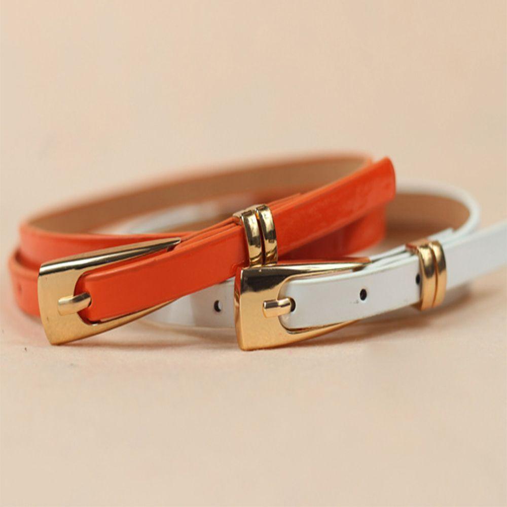 Simple Skirt Accessories Leather Buckle Decoration Narrow Lady Women Girl Skinny Belt Thin Waist