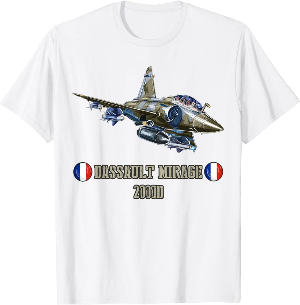 Франция Военный Истребитель Dassault Mirage 2000D Мужская Футболка с Коротким Рукавом Повседневная 100% Хлопок Футболка