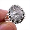 Натуральный камень Рутил Черный 925 Проба Серебро Ювелирное Кольцо Размер 6 y8R72