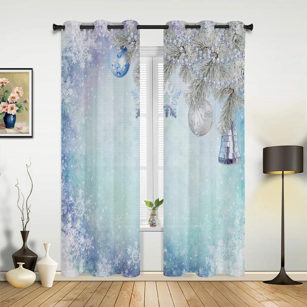 Christmas Snowflakes Window Curtains Decor for Home Bedroom Kitchen Living Room Christmas Ornament Xmas Gifts Navidad Natal