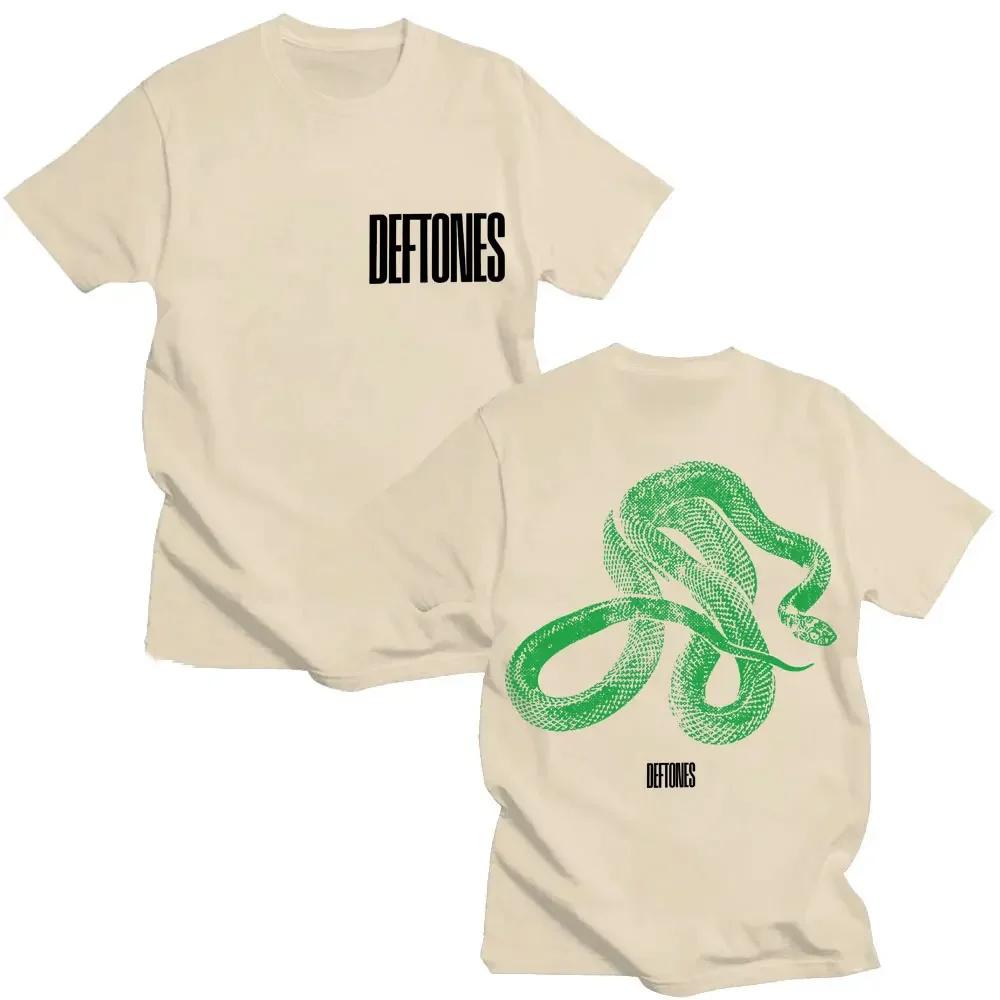 Rock Band Deftones Green Snake Print Tshirt Private Music Album Retro Fashion Trend Summer Print 100 Pure Cotton Tshirt