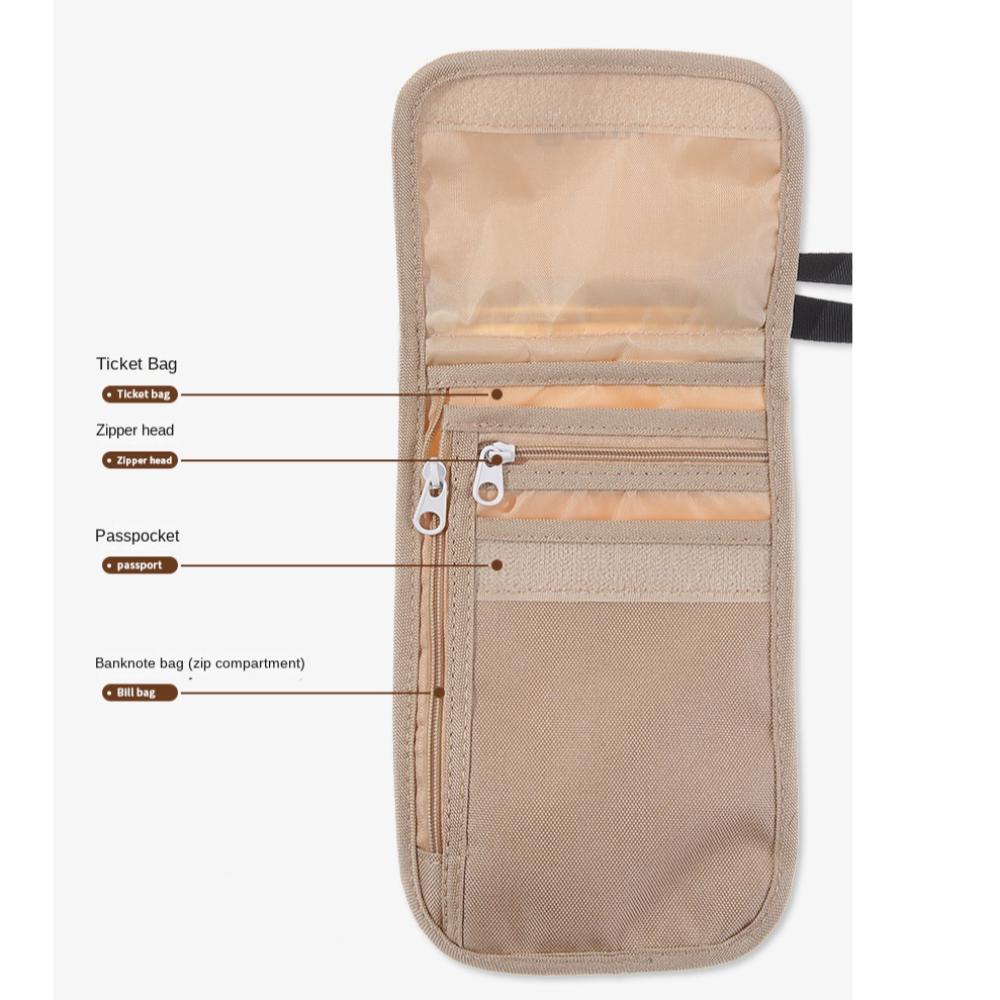 Нейлоновый дорожный шейный чехол Дорожные аксессуары Кошелек для паспорта Чехол для документов Регистрация на рейс в самолете