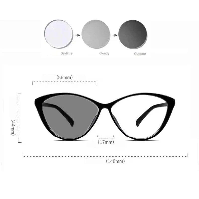 Trendy Cat Eye Photochromic Myopia Glasses Retro Oval Frame Color Changing Minus Diopter Eyewear Ultralight Near Sight Glasses