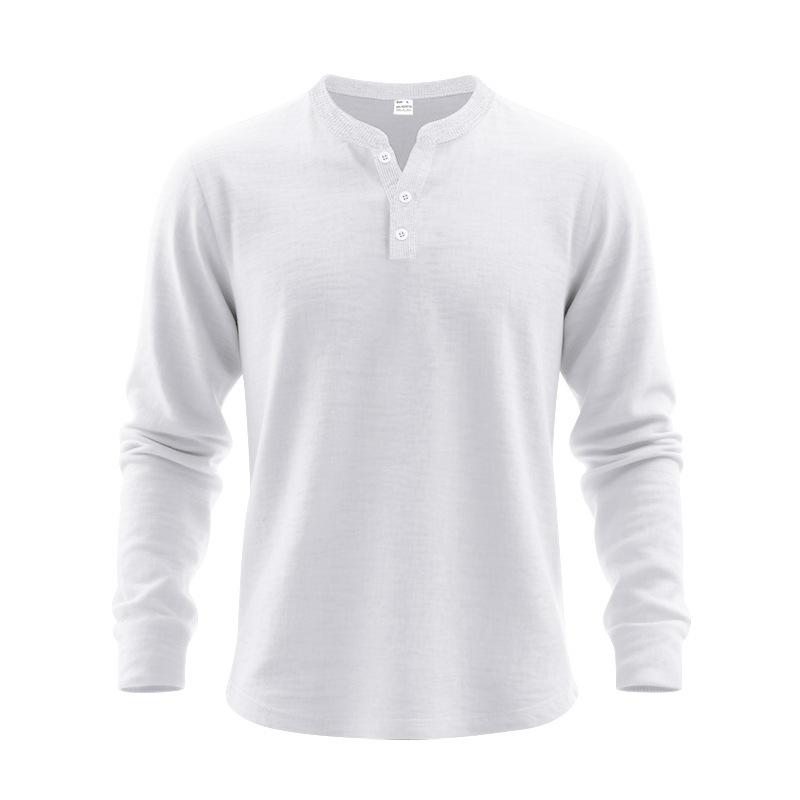 Men S Casual Loose Long Sleeve Henry Shirt Fall Basic Top