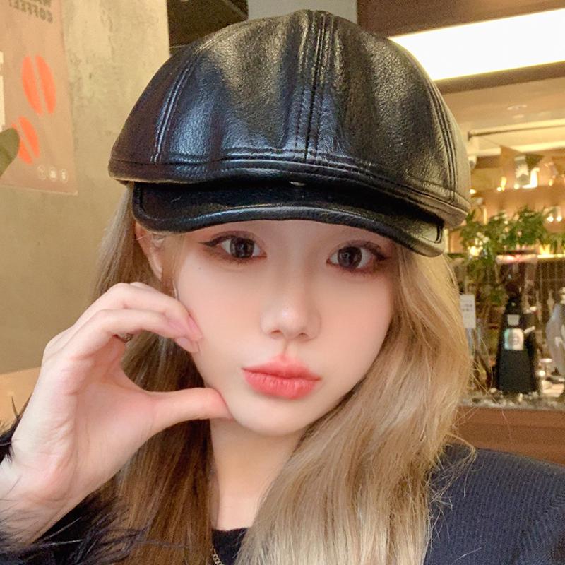 PU кожаная шляпа вперед детский темперамент универсальный показывать лицо маленький весна и осень путешествия уличная мода тренд берет