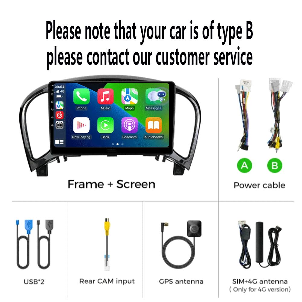 Видеоплеер Android 14 Carplay Auto для Nissan Juke YF15 2010 - 2014 Мультимедийное автомобильное радио WIFi+4G DSP 2 DIN сенсорный экран