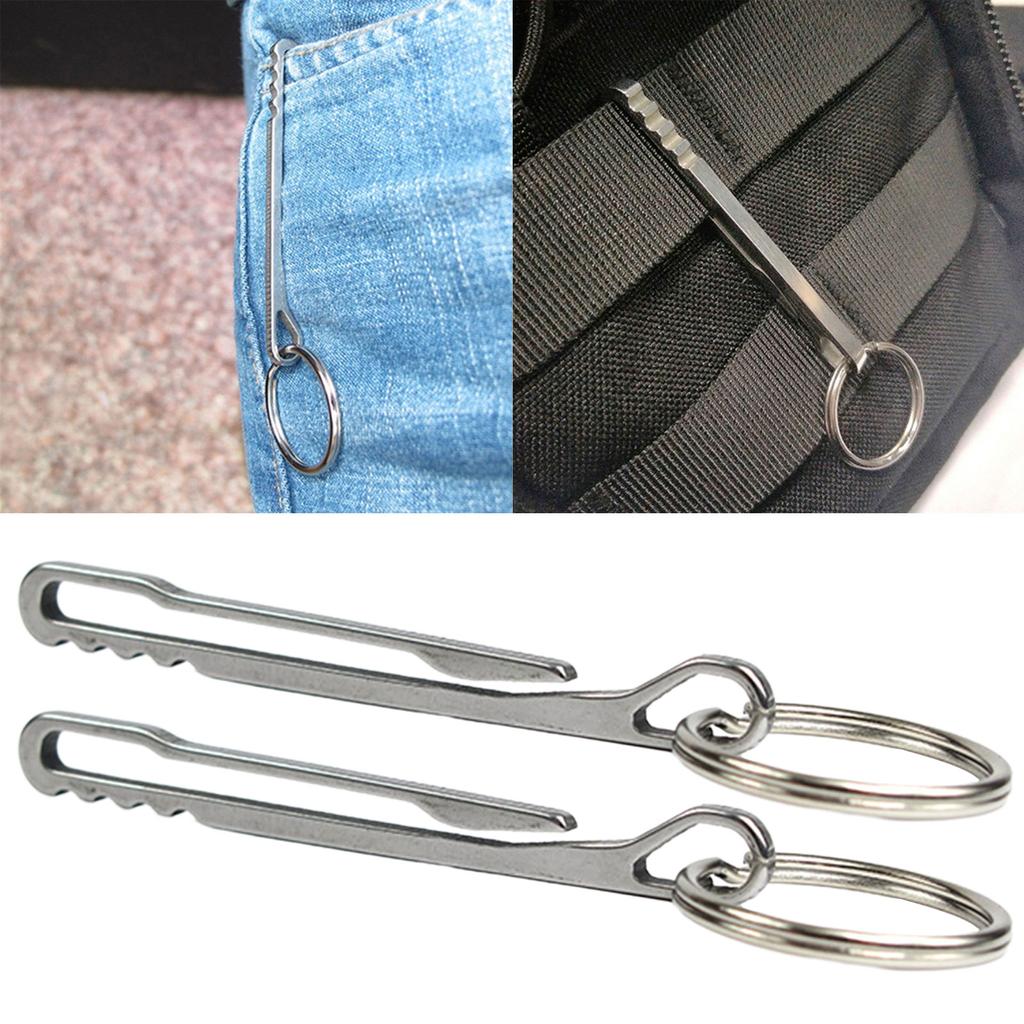 Stainless Steel Keychain Pocket Clip Home Camping Key Ring Clasp Carabiner Hanging Buckle Key Ring Holder for Men Women