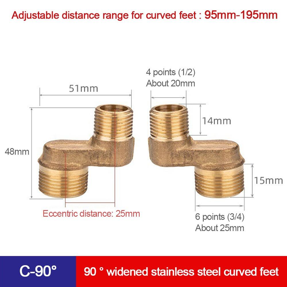 Copper Angled Curved Foot Angle Adjustment Connecting Accessories  Bathroom Hardware