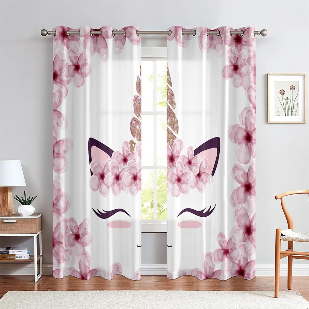 Анимированные шторы с изображением единорога и радуги, украшение окна детской комнаты, шторы для гостиной, кабинета, кухни, 2 шт.