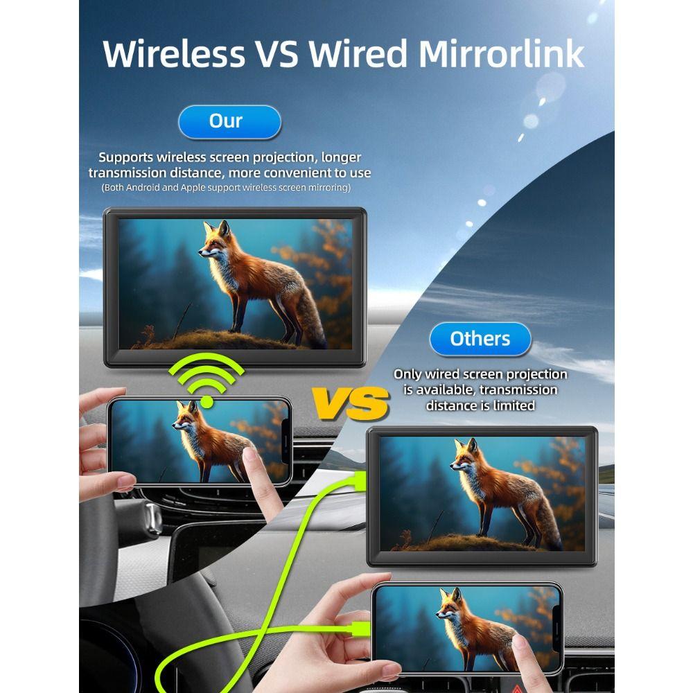 7-дюймовый автомобильный портативный мультимедийный видеоплеер Mp5, беспроводной Carplay, Android, авто, Bluetooth, FM, сенсорный экран