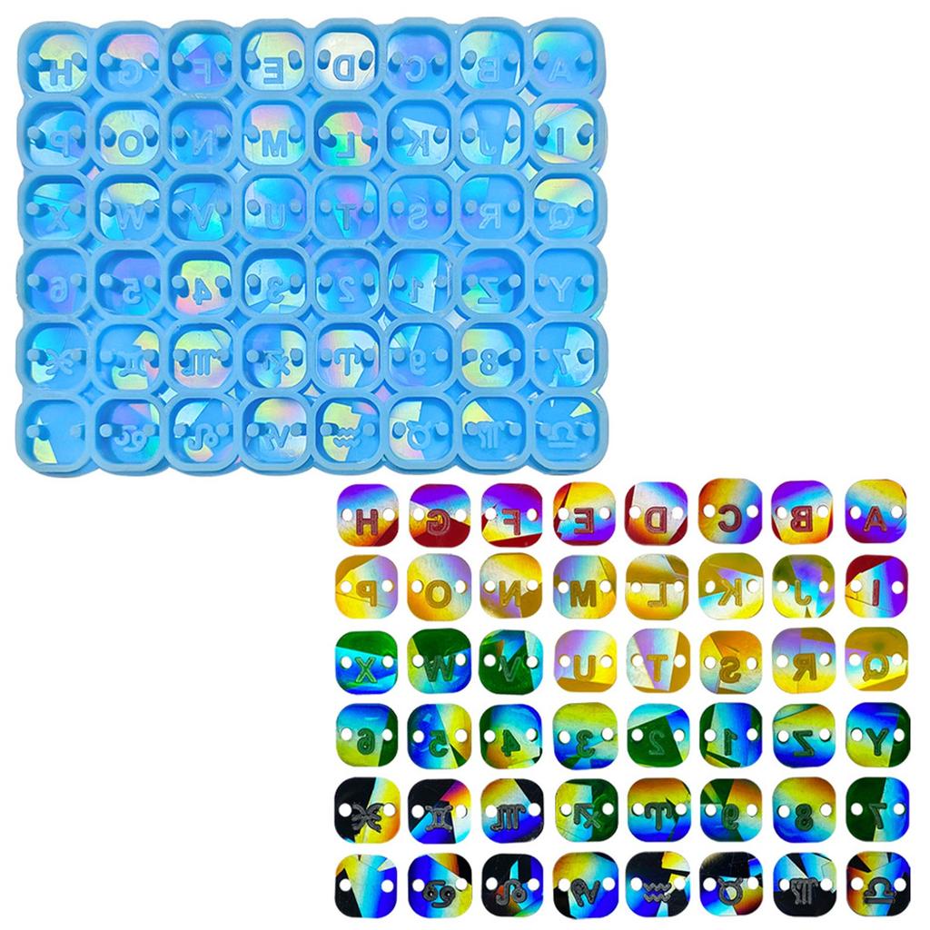 Single-Hole Mini Letter Mold for Craft Holographic Letter Number Square Bead Silicone Mold for DIY Craft Jewelry Making