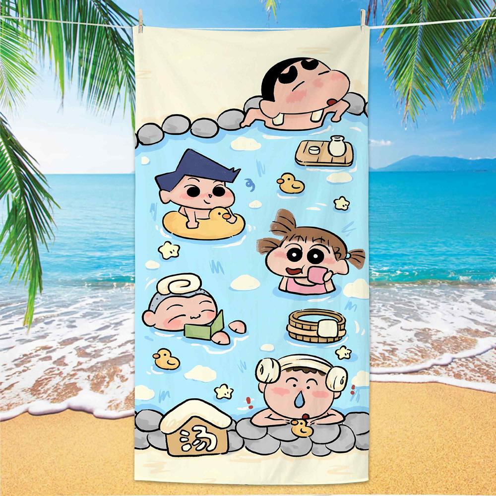 Extra Large Kids Quick Dry Bath Towel Cartoon Character Digital Print Double Sided Flannel Microfiber Beach Towel