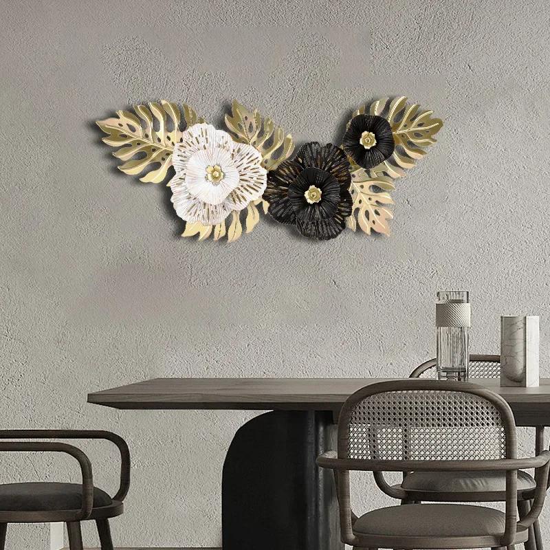 Nordic Luxury Wall Hanging Turtleback Leaf Flower Metal Iron Подвеска Hollow Flower Gold Leaf Background Living Room Home Decor