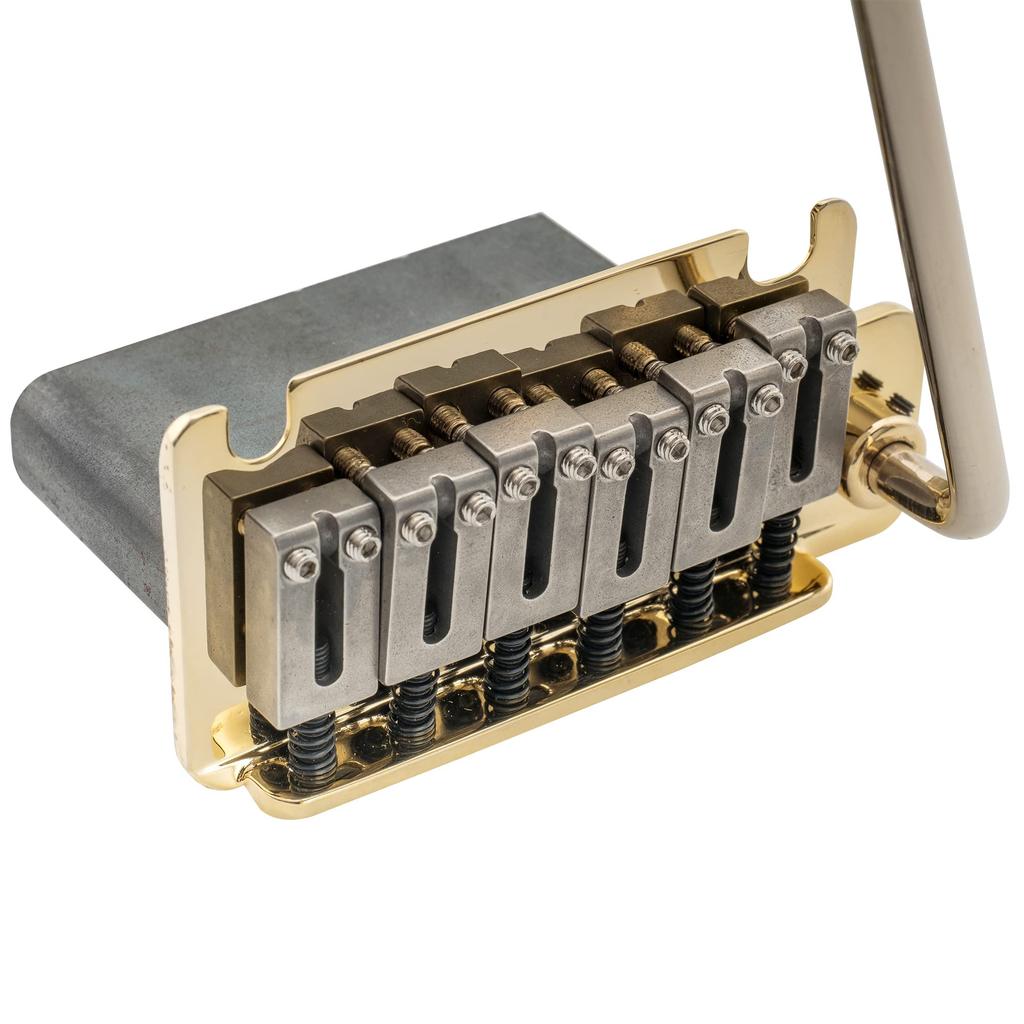 Musiclily Pro Tremolo Support Tremolo Bridge with Steel Saddles for American Strat Electric Gold 10.5mm Unit, Two-Point Guitars,
