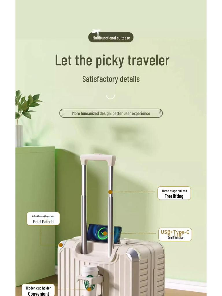 Многофункциональный 18-дюймовый чемодан для ручной клади для девочки с замком TSA и 20-дюймовым отделением для хранения