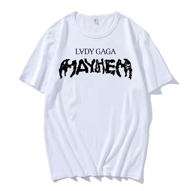 Lady Gaga MAYHEM Классическая футболка с логотипом Хип-хоп Стирка Короткий рукав Уличная футболка Ретро Хлопок Мужчины Женщины Топ Стритвир Летняя футболка