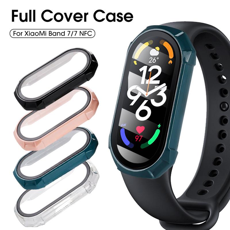 Чехол 2 в 1 + стеклянный полноэкранный бампер для Xiaomi Mi Band 7 6 5 4 NFC Watch противоударный чехол для Mi Band 7/7 NFC чехол для часов