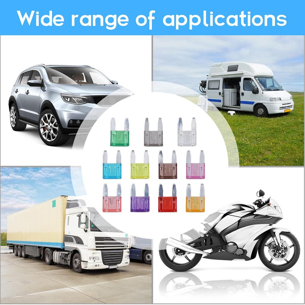 Jorest 60 шт. автомобильных предохранителей для автомобиля/грузовика/мотоцикла (2А 3А 5А 7,5А 10А 15А 20А 25А 30А 35А 40А), Мини плоский автомобильный предохранитель + 1 шт. зажим предохранителя