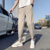 Men's Summer Thin Section Casual Stretch Nine-minute Pants Youth Solid Color Commuter Drawstring Pants