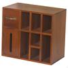 Wood Storage Cabinet Desktop Container with Tissue Box Collection Rack Organizer for
