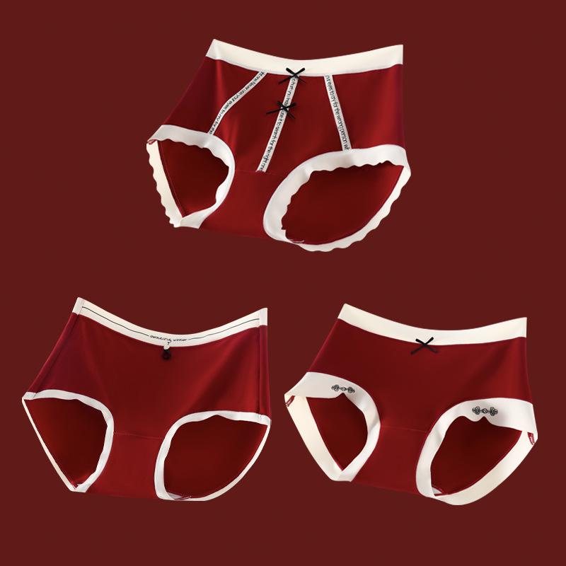 Ankola Red Baby-Grade Long-Staple Cotton Mid-High Waist Underwear - Zodiac Year Marriage Good Luck Edition