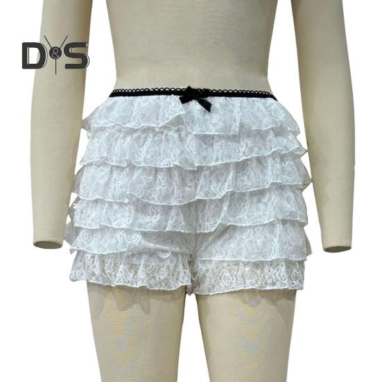 Женские летние шорты, многослойные, с разбросанным подолом, оборками, кружевной отделкой, пляжные шорты в стиле Лолиты, с высокой талией, ультракороткие шорты, повседневная одежда, шорты для сна