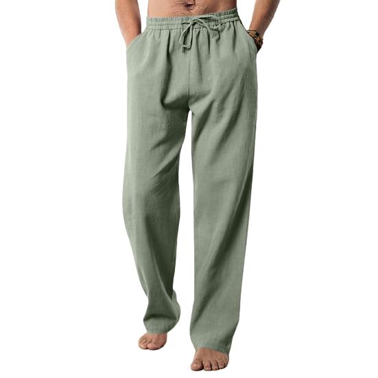 Мужские брюки с эластичной талией, широкие длинные брюки с карманами, однотонные свободные брюки для отдыха, универсальная одежда