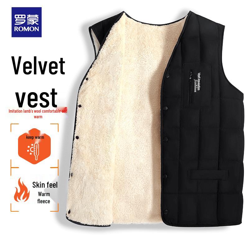 ROMON Men's Fleece-Lined Thermal V-Neck Waistcoat