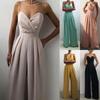 Partywear Jumpsuits Strap Elegant Women's High Waist Wide Leg Jumpsuits Solid Sexy Sleeveless Chiffon Strapless Long Romper Pants