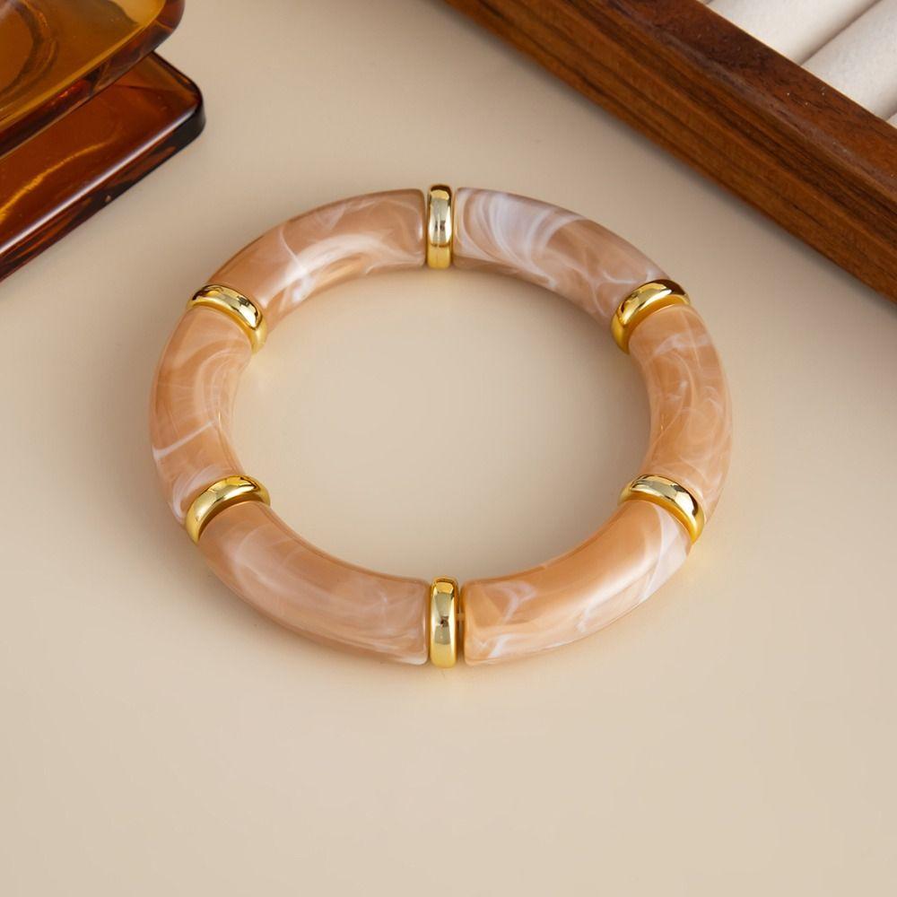 Acrylic Boho Bracelets Leopard Print Curved Tube Bangle Fashion Acrylic Bracelets  Lady Gifts